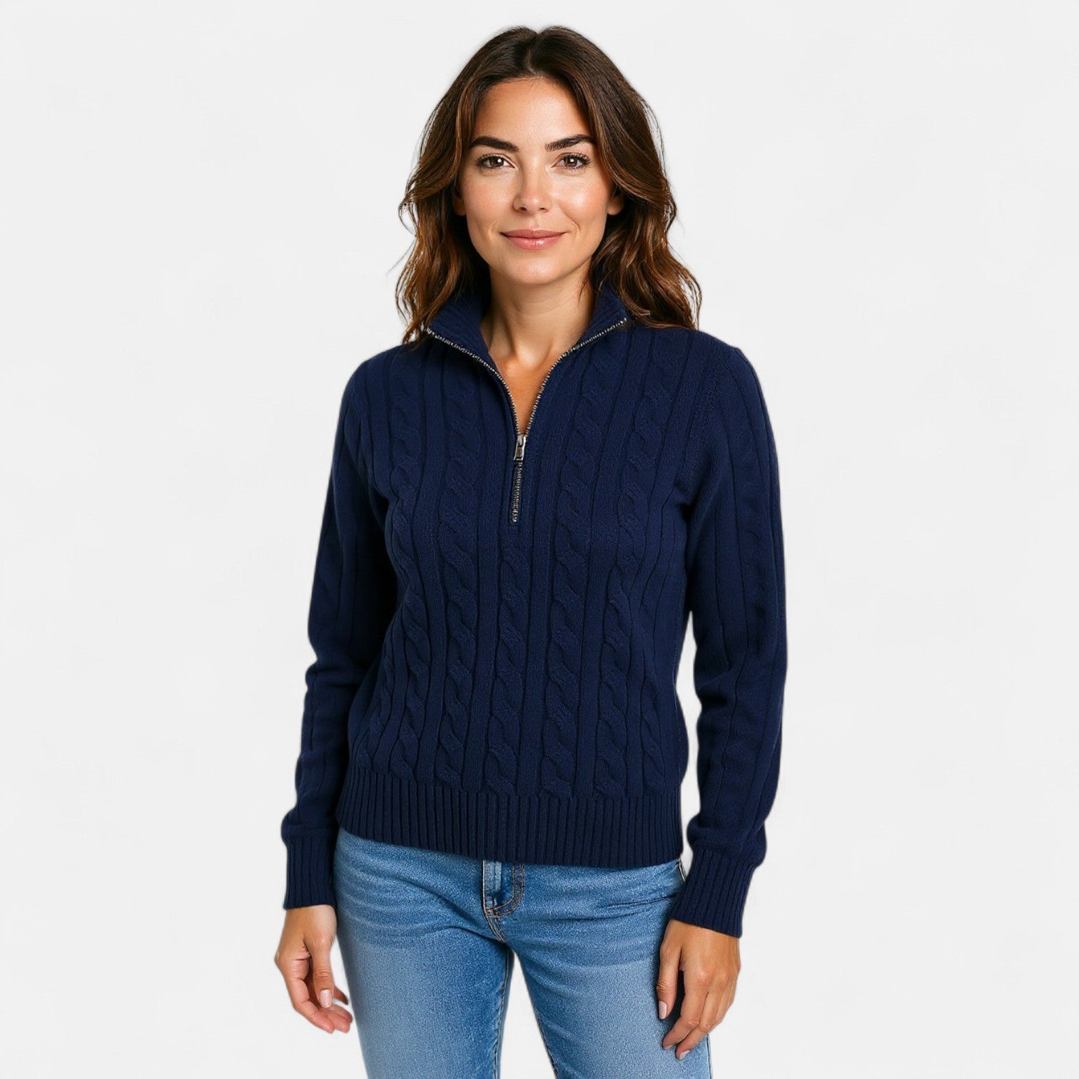 VELMAR | Damen Strickpullover – Gerippter Half-Zip für zeitlose Eleganz