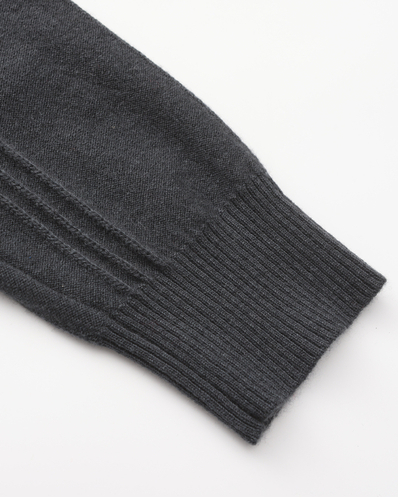 VELMAR | Herren Kaschmir-Strickpullover mit Reißverschluss Stehkragen