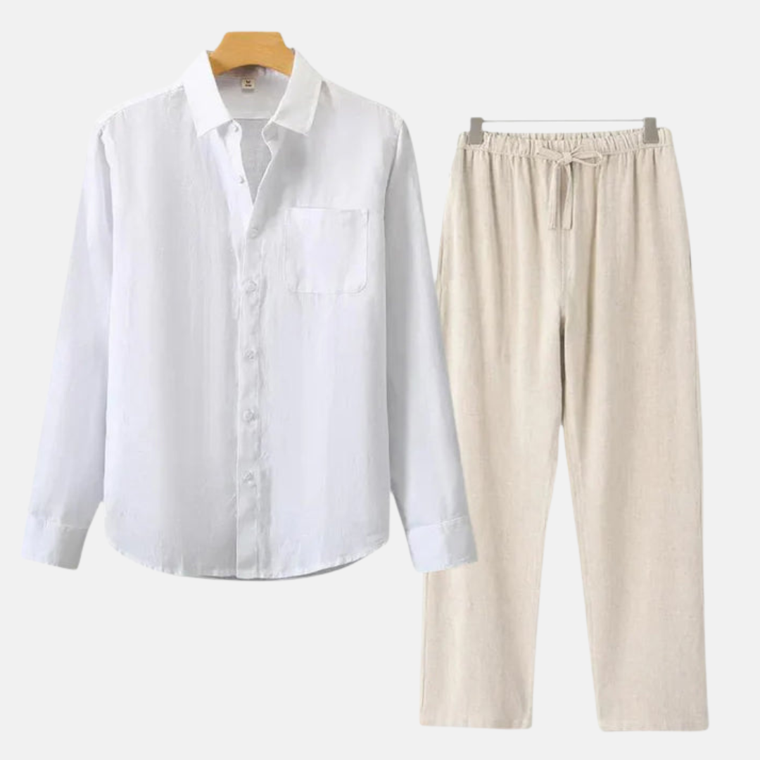 Velmar | Herren Leinen Set Zweiteilig Atmungsaktiv Relaxed Fit Sommer