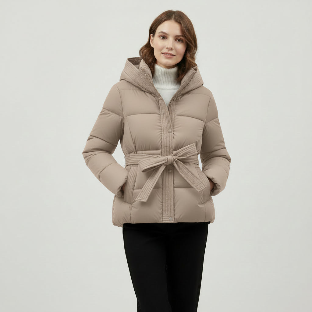 VELMAR | Damen Winter-Parka Puffer – Abnehmbare Kapuze & Bindegürtel