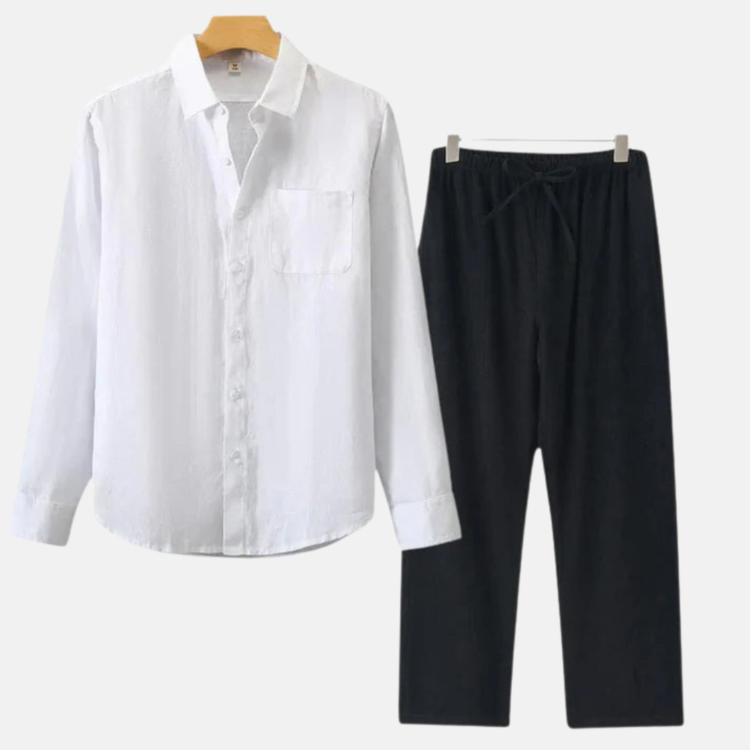 Velmar | Herren Leinen Set Zweiteilig Atmungsaktiv Relaxed Fit Sommer