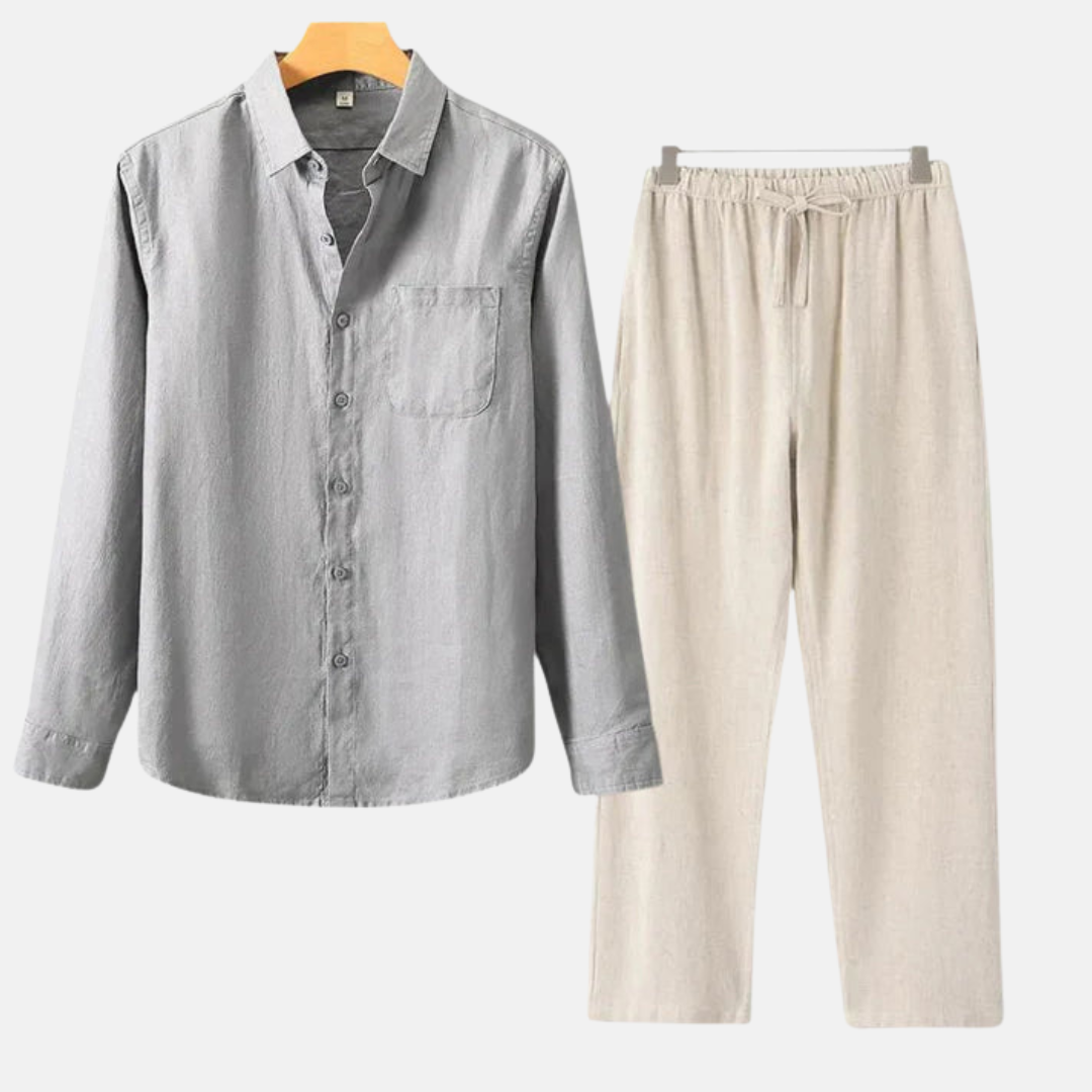 Velmar | Herren Leinen Set Zweiteilig Atmungsaktiv Relaxed Fit Sommer