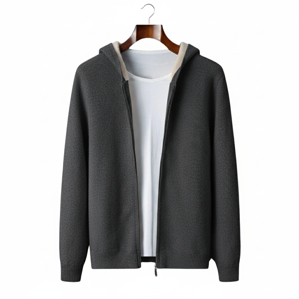 VELMAR | Herren 100% Merino Hoodie Reißverschluss Warm
