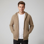 Velmar | Merino Zip Hoodie Herren Rippstrick aus Merinowolle