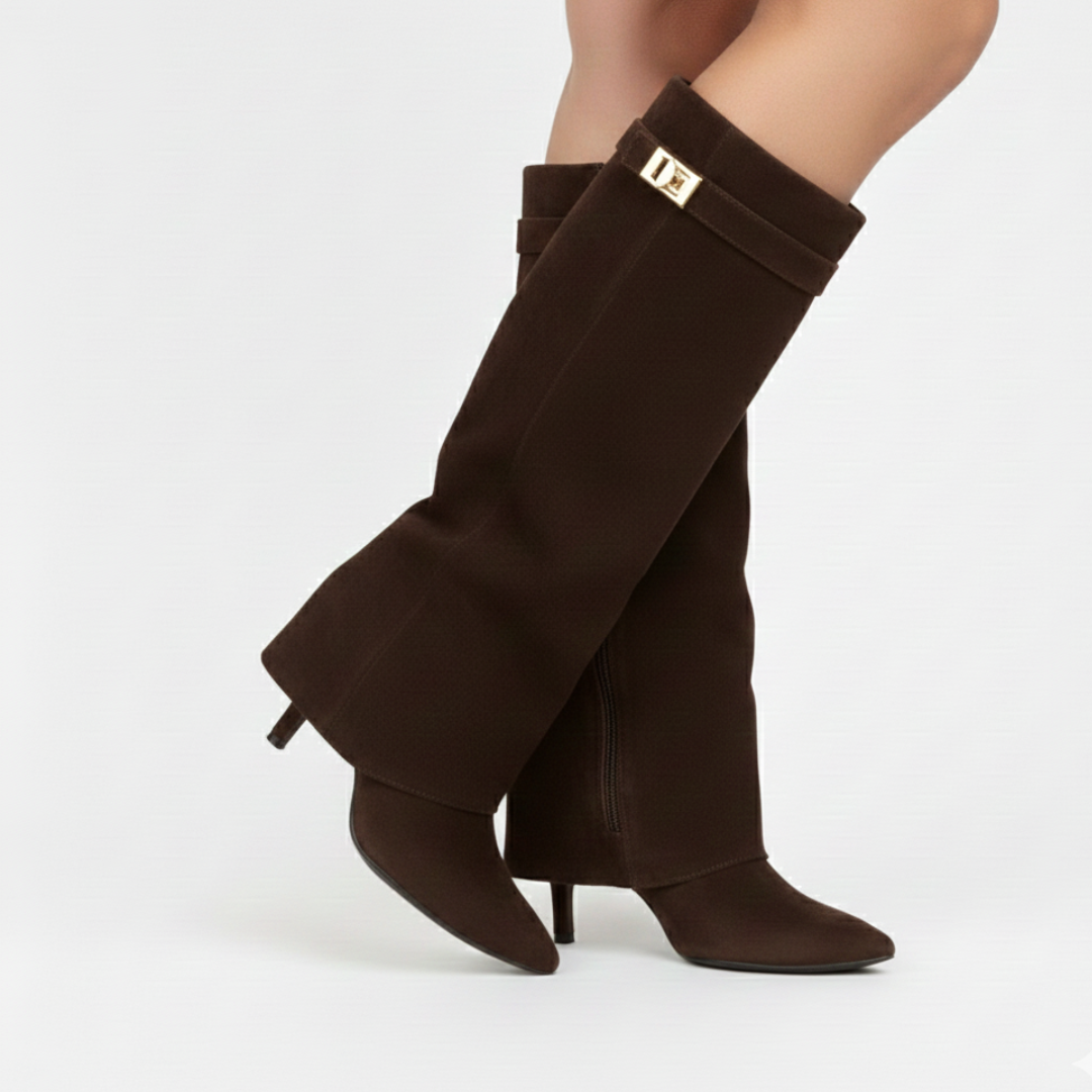 VELMAR | Damen Wildlederstiefel – Knielang mit Blockabsatz