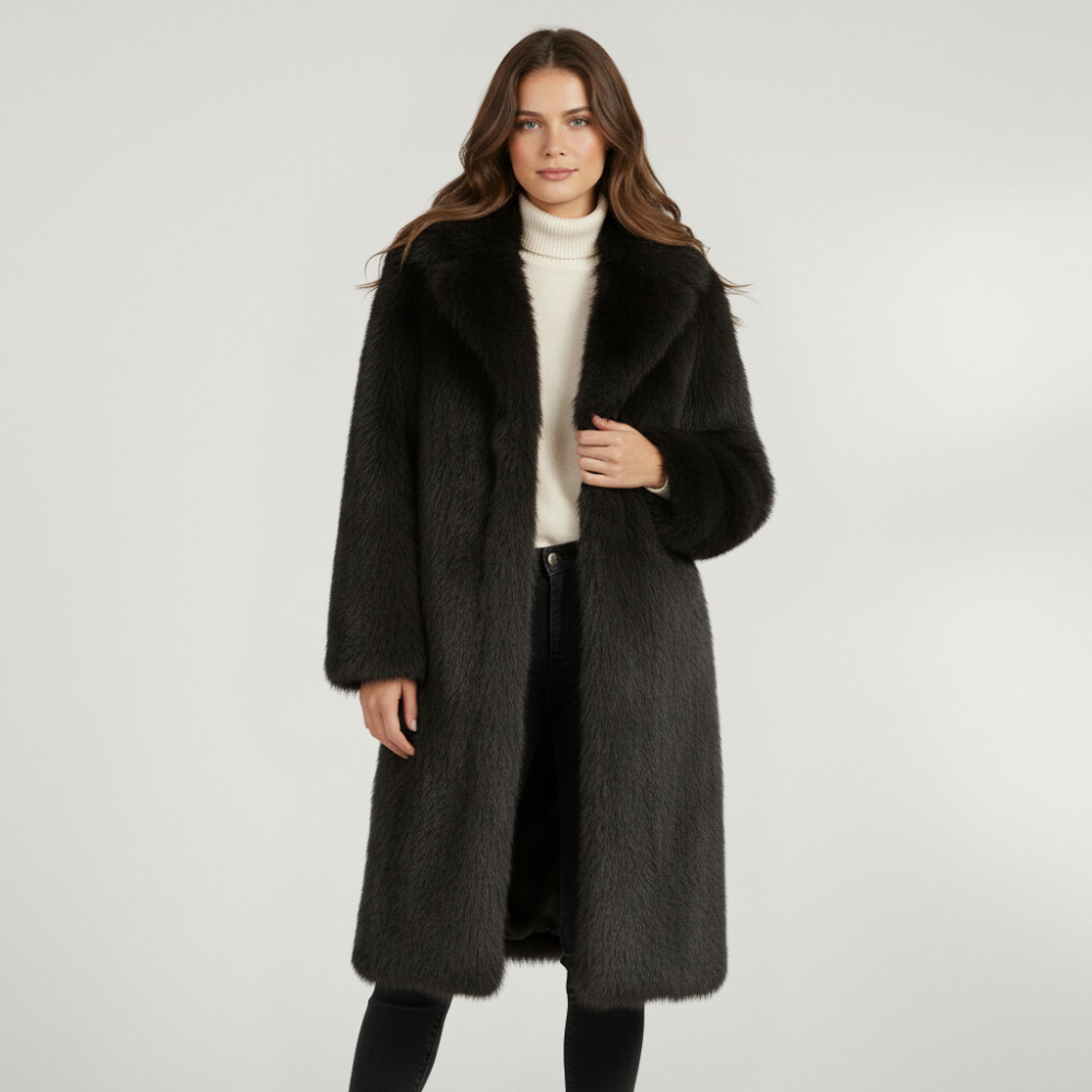 VELMAR | Damen Kunstpelzmantel – Langer Mantel in zeitloser Eleganz