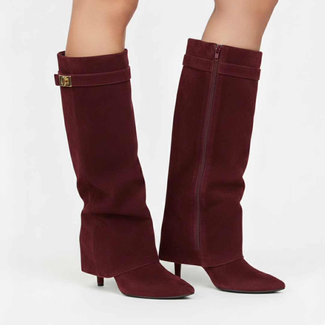 VELMAR | Damen Wildlederstiefel – Knielang mit Blockabsatz