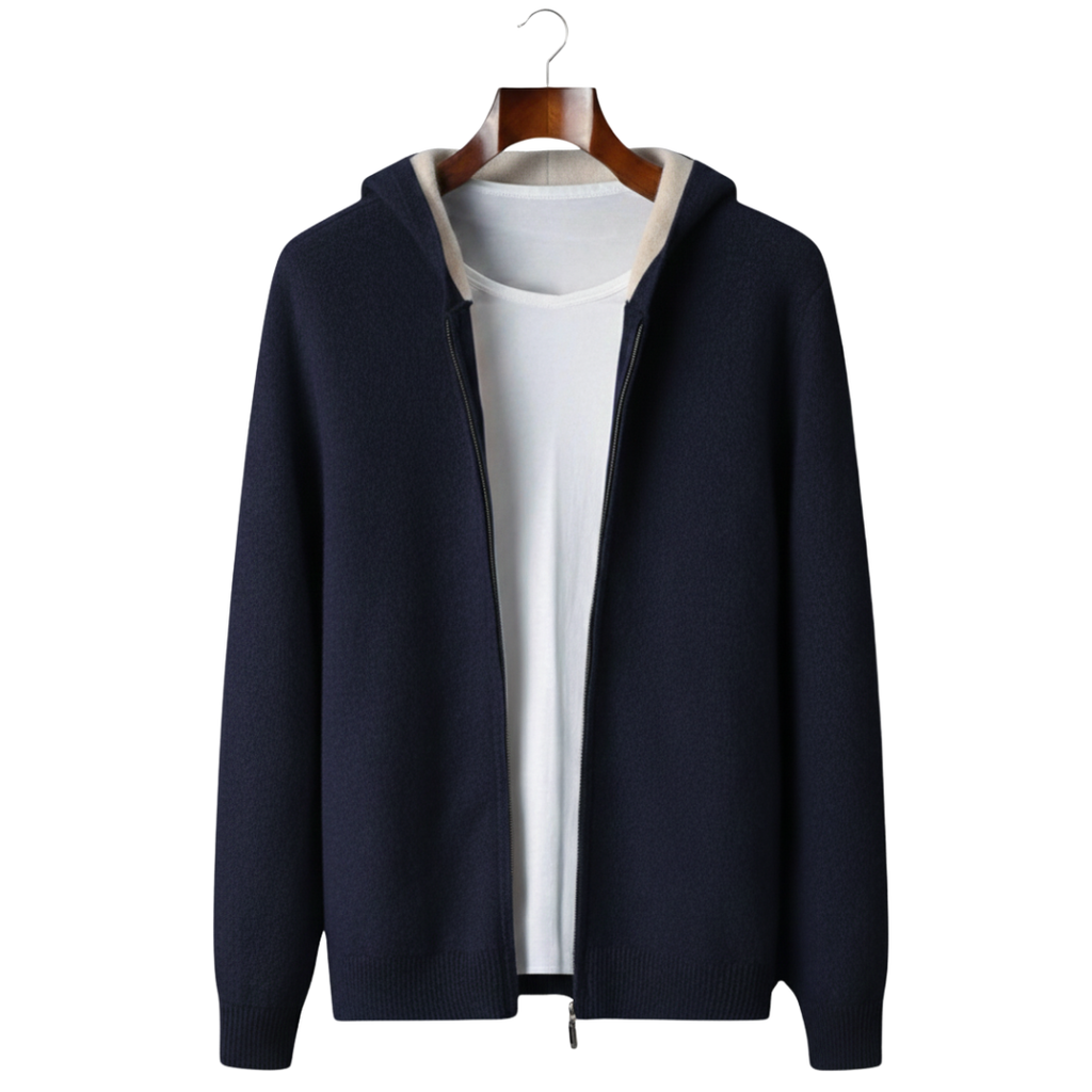 VELMAR | Herren 100% Merino Hoodie Reißverschluss Warm