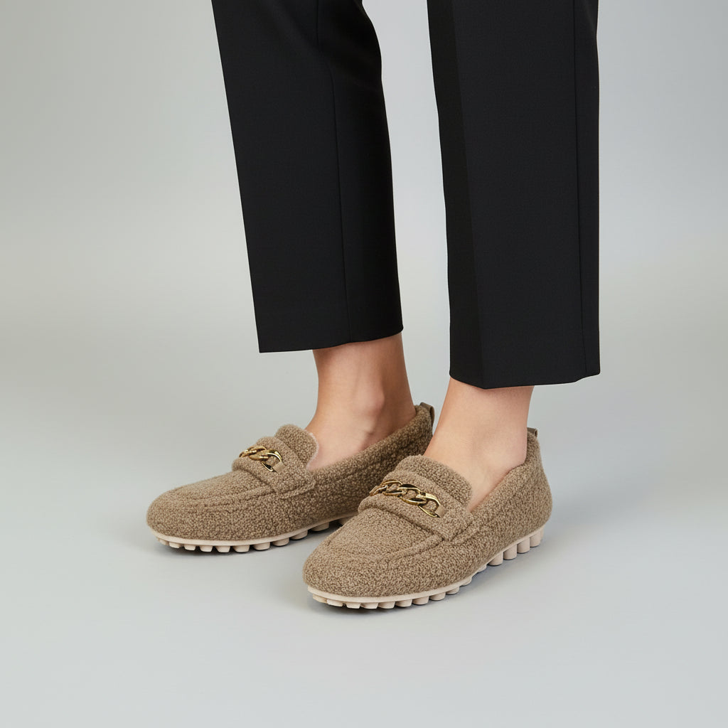 VELMAR | Damen Fluffy Mokassins – Warme & Stilvolle Winter-Loafers