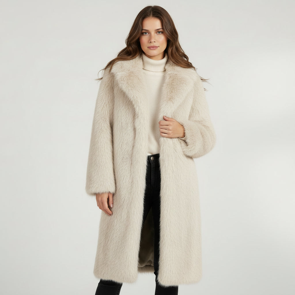 VELMAR | Damen Kunstpelzmantel – Langer Mantel in zeitloser Eleganz