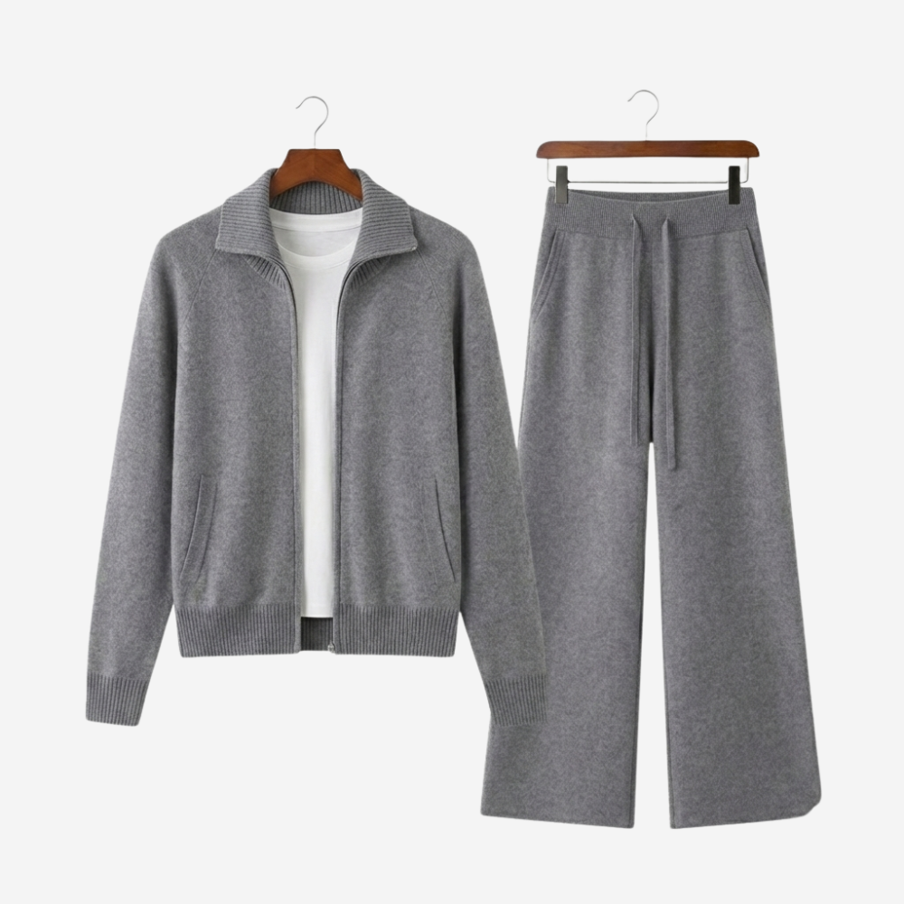 VELMAR | Damen Set aus Merinowolle – Zip Jacke & Weite Hose