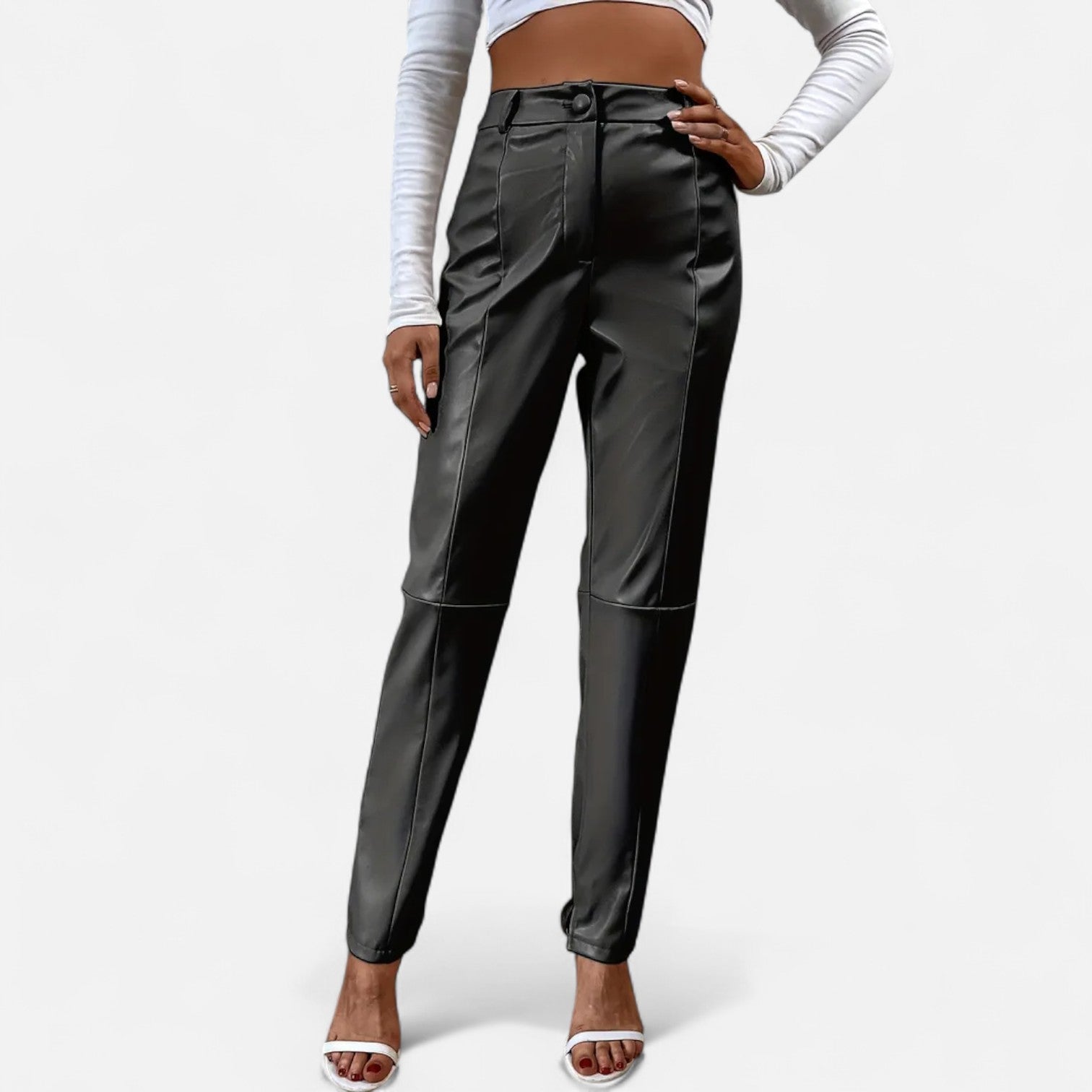 VELMAR | Damen High-Waist Kunstlederhose – Zeitlose Eleganz mit moderner Raffinesse