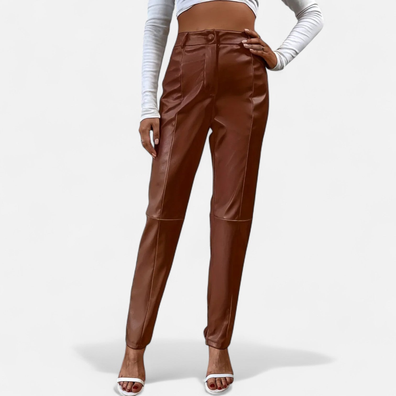 VELMAR | Damen High-Waist Kunstlederhose – Zeitlose Eleganz mit moderner Raffinesse