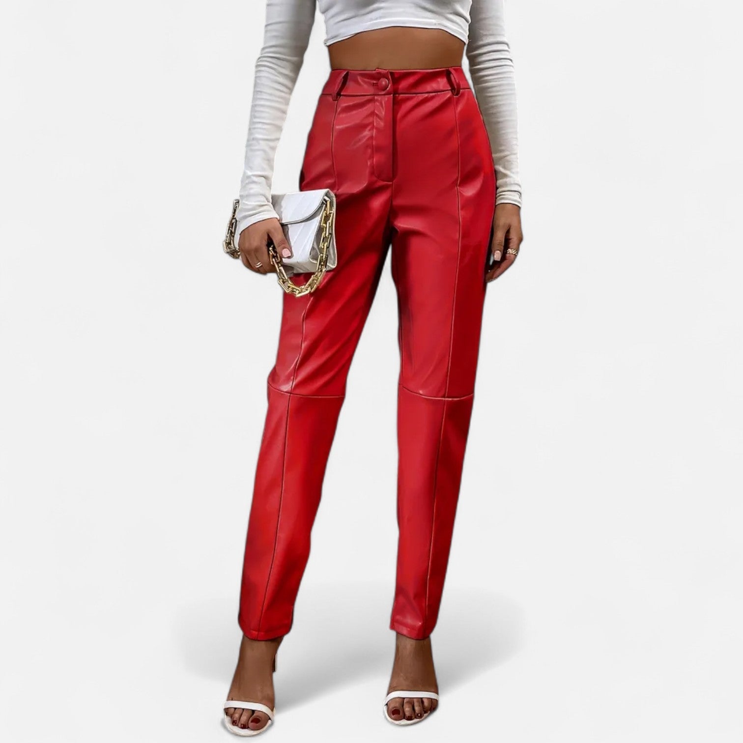 VELMAR | Damen High-Waist Kunstlederhose – Zeitlose Eleganz mit moderner Raffinesse