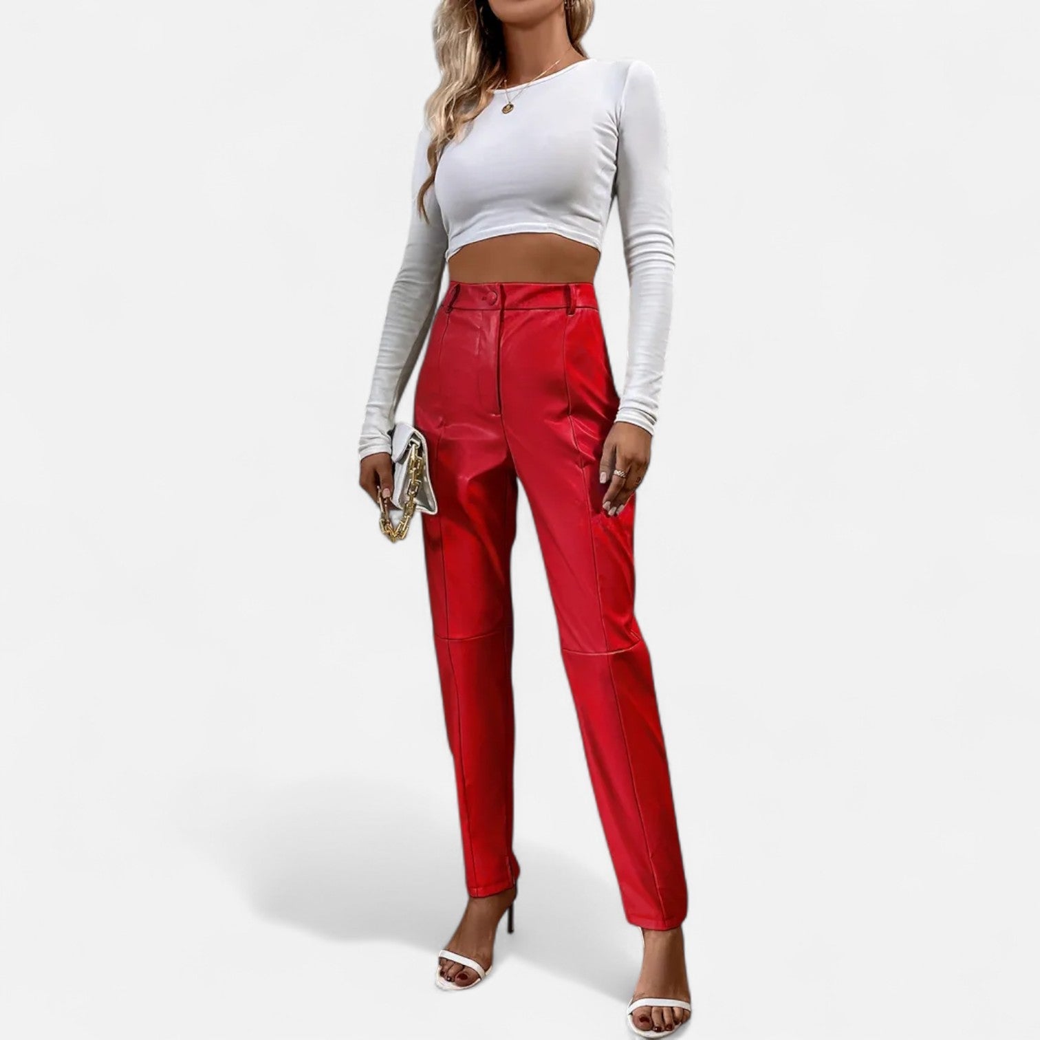 VELMAR | Damen High-Waist Kunstlederhose – Zeitlose Eleganz mit moderner Raffinesse