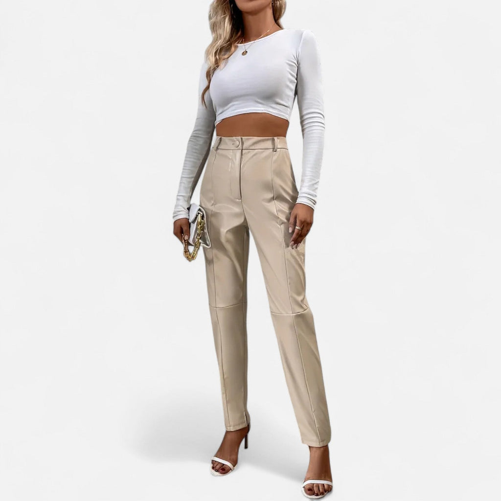 VELMAR | Damen High-Waist Kunstlederhose – Zeitlose Eleganz mit moderner Raffinesse